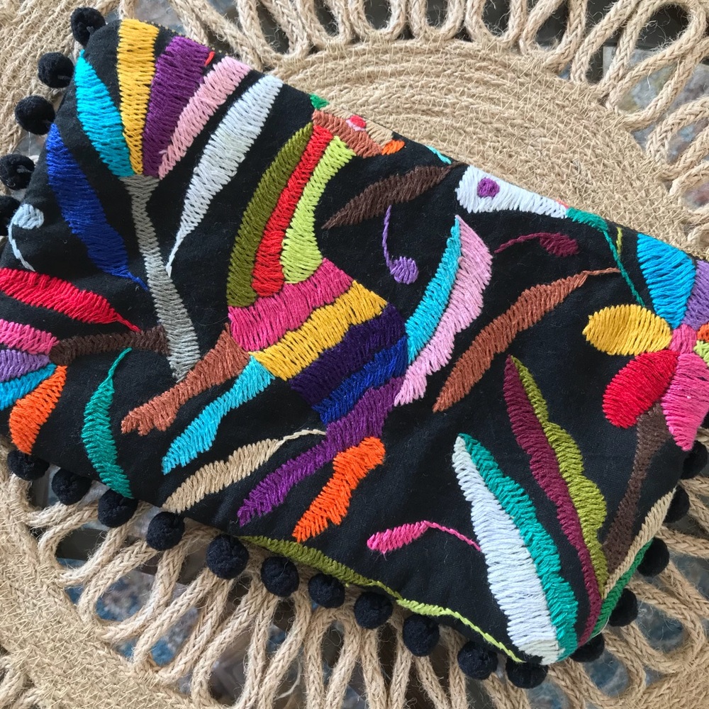 Mexican embroidered clutch wristlet